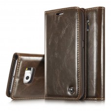 Samsung Galaxy S6 Edge Plus - Caseme Vintage Luxury Slim Flip PU Leather Wallet Protective Phone Cover Case - Brown